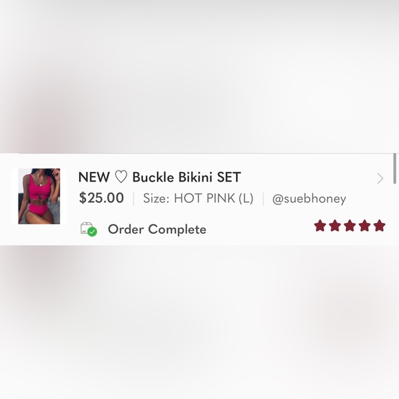 Last One ♡ PINK Buckle Bikini SET Bright high waist SMALL - Picture 6 of 6